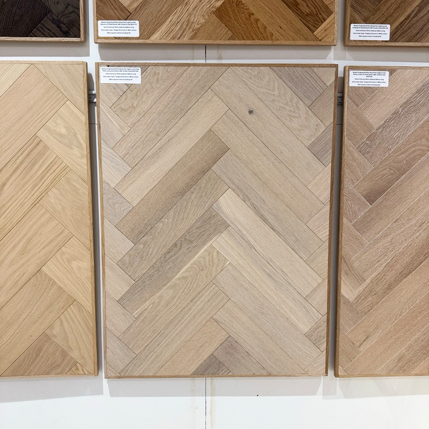 Boston Engineered Real Wood Herringbone Oak Raw Matt Lacquered